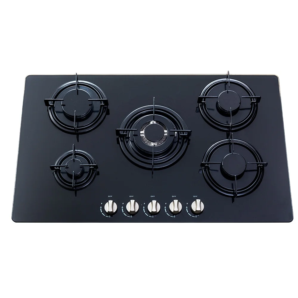 Cast Iron Pan Supports Built-in Stainless Steel High Quality Gas Hob With 5 Burners