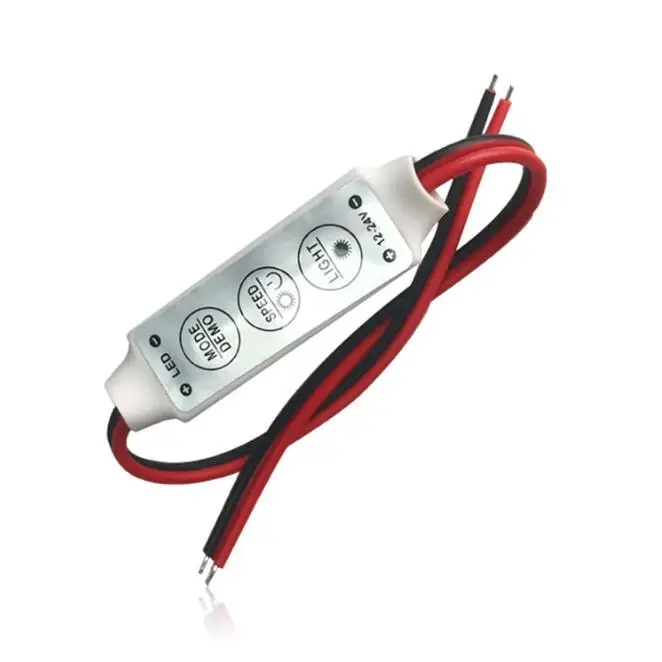 Mini In-Line LED Strip Light Dimmer Controller with On/Off Switch for Single-Color LED Strips with ON/OFF SWITCH
