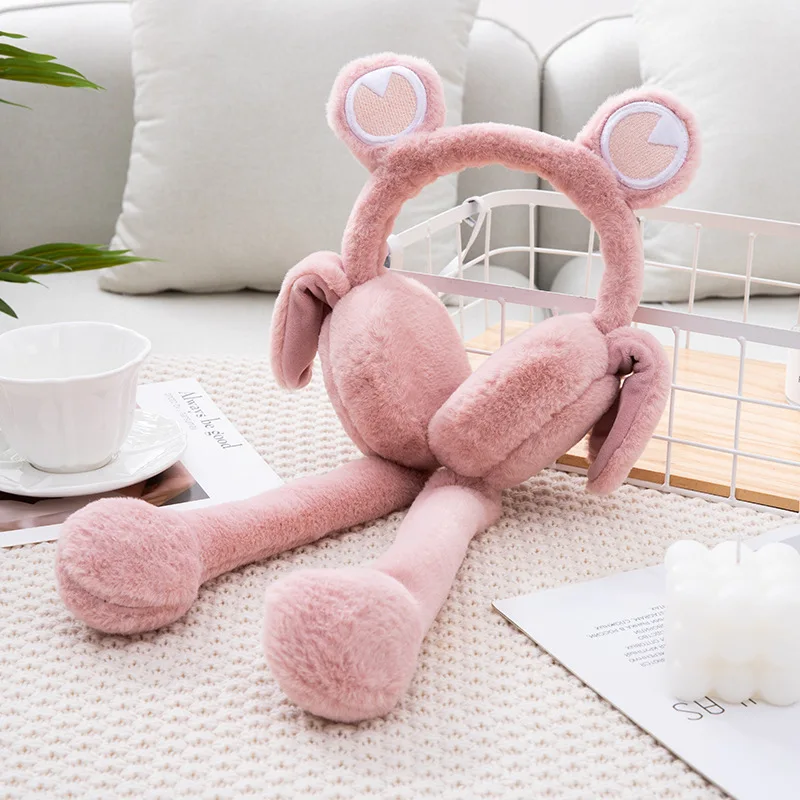 Autumn and winter new furry warm movable earmuffs solid color cartoon cute thick furry earmuffs for women