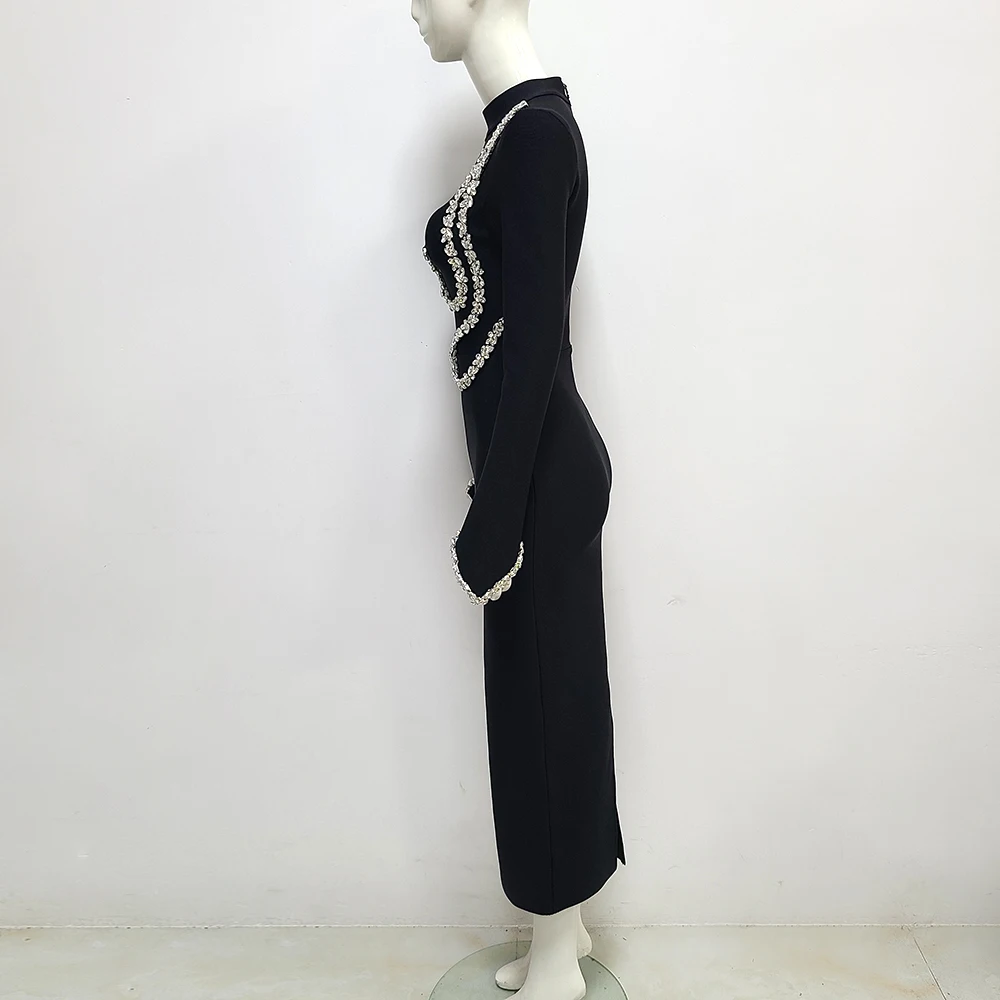 Top Quality Long Sleeve Celebrity Evening Party Nightclub Wear Evening Party Dress