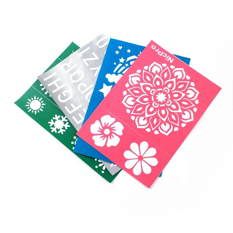 6 Piece Plastic Animal Flower Fruit Body Paint Stencils Designs Temporary Tattoo Sticker Set for Children