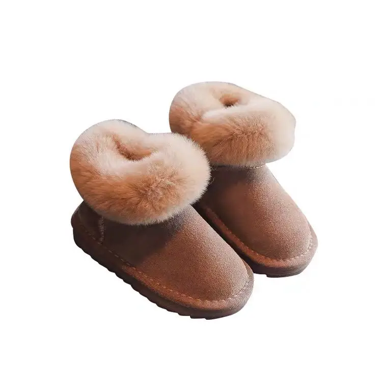 
Winter baby fur snow boots children rabbit hair girl short tube high top warm cotton shoes 