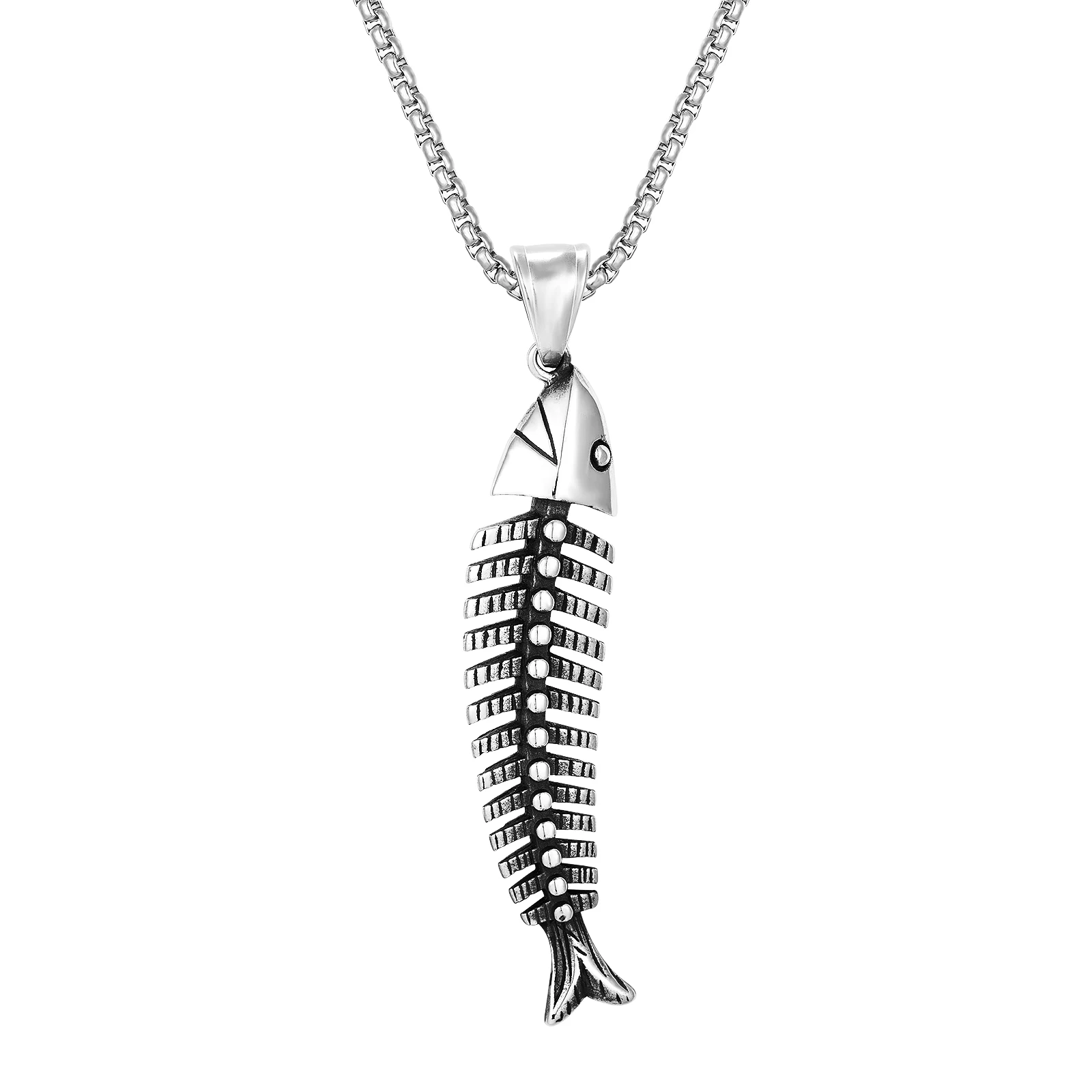 Gothic Personality Jewelry Fishing Skeleton Fancy Design Diy Pendant Necklace Lovely Vintage Fishbone Pendant
