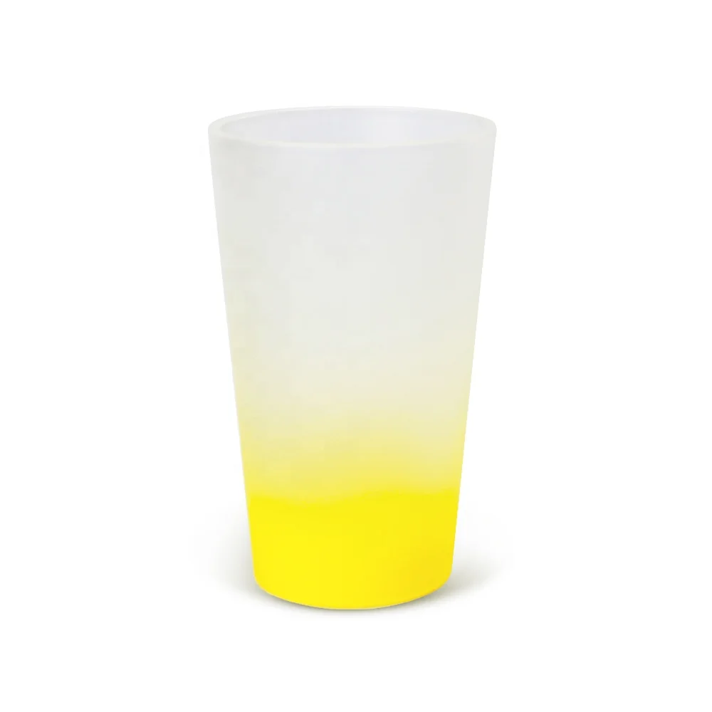 Kimstone Custom Colorful 17OZ Sublimation Coated Mug with Cone Shape Frosted Sublimation Glass Mug