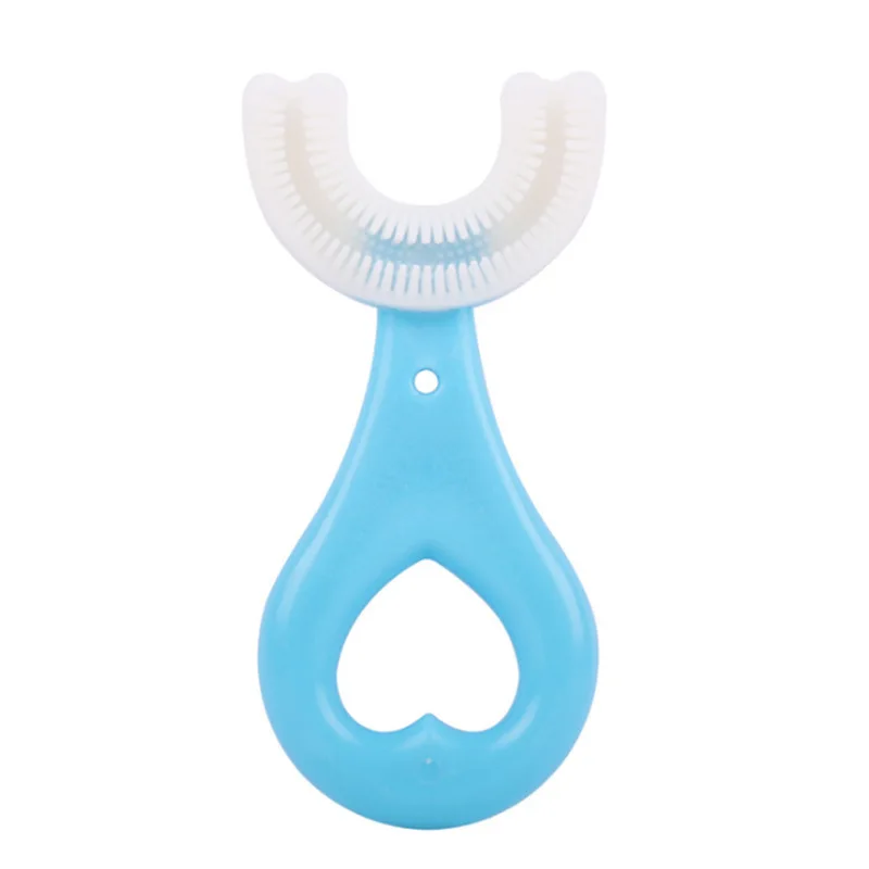 Kids U Shaped Toothbrush with Silicone Brush Head Whitening Massage Toothbrush
