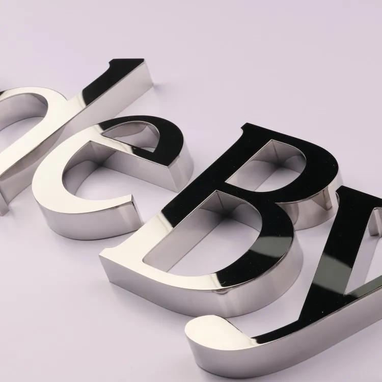 custom 3d metal business sign letters aluminum silver mirrored stainless steel logo wall sign office signs