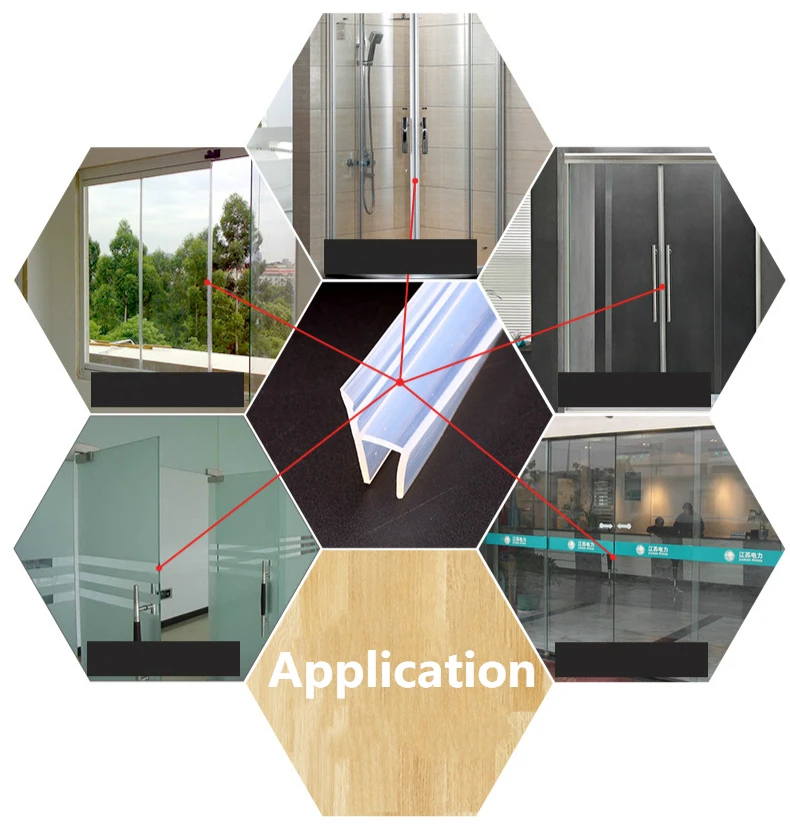U Shape Bath Door Seal Strip Shower Screen Window Gap Seal Curved Flat Rubber Glass Bottom Frameless Weather Stripping