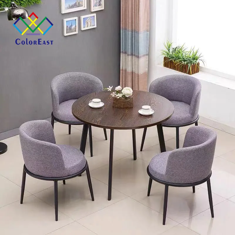 Fashion Design 1 Table with 4 Chairs Metal Base Wood Table Set CECT007 for Restaurant