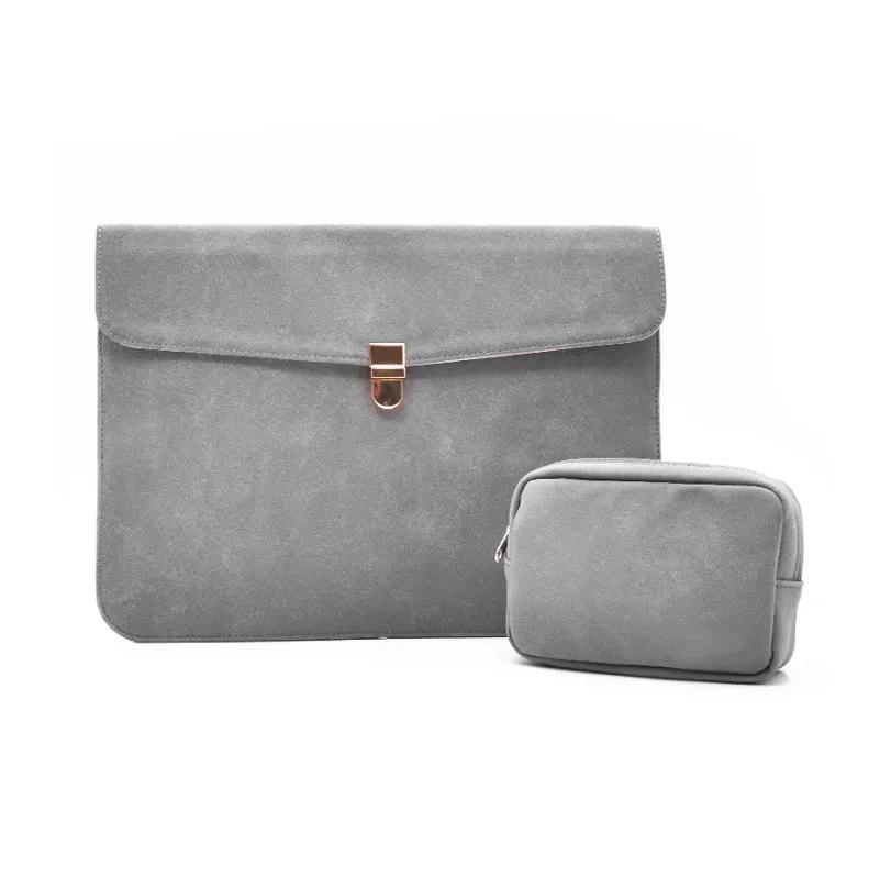 Ultra Slim Flap Style Waterproof Faux Suede Vegan PU Leather Protective Case 13 Inch Laptop Sleeve Case For MacBook Pro Air
