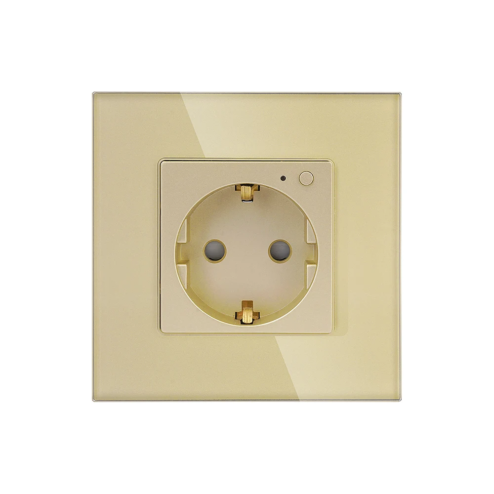 TAWOIA Tuya Smart 16A Electrical Power Socket Outlet Tempered Glass Germany Socket wifi smart socket