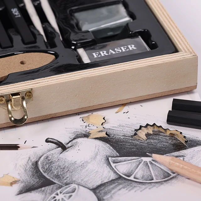 Wood drawing box sketch pencil art set art supplies stationery set for professional artist