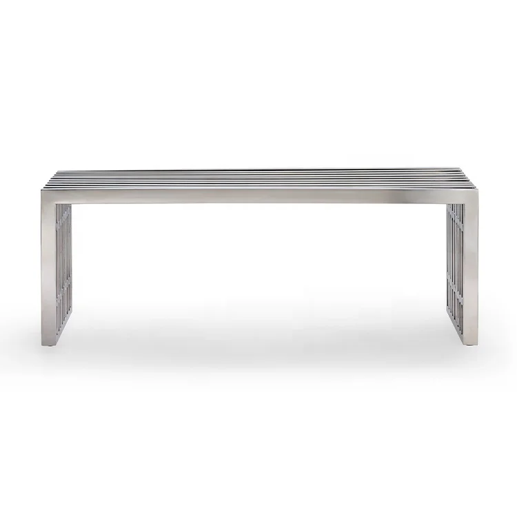 Wholesale Price Modern Minimalist Stainless Long Bench For Living Room Reception Mall Hotel Home Bedroom Furniture For Sale