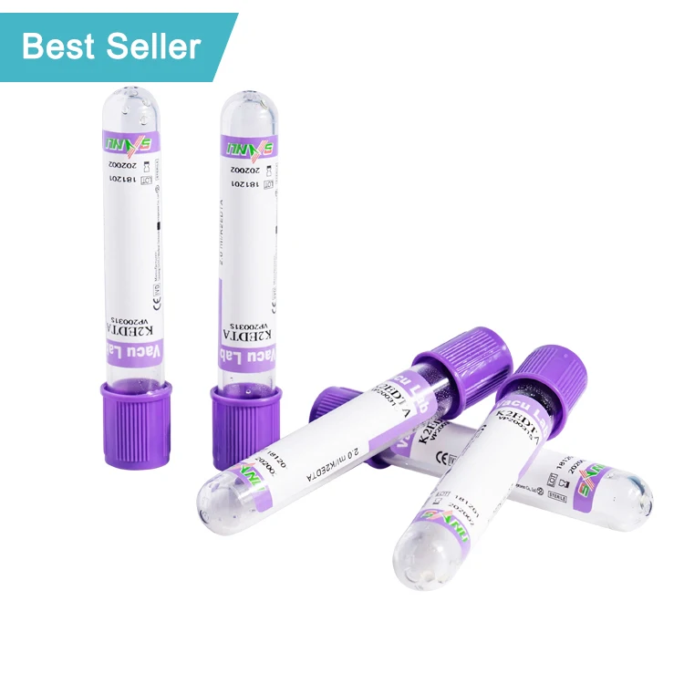 Sanli Medical Grade 100pcs 3.0ml EDTA K2 Vacuum Blood Test Collection Tubes