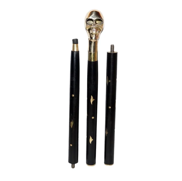 Walking Stick, Cane Brass SkullHandle Black Rose Wood Shaft Best Quality
