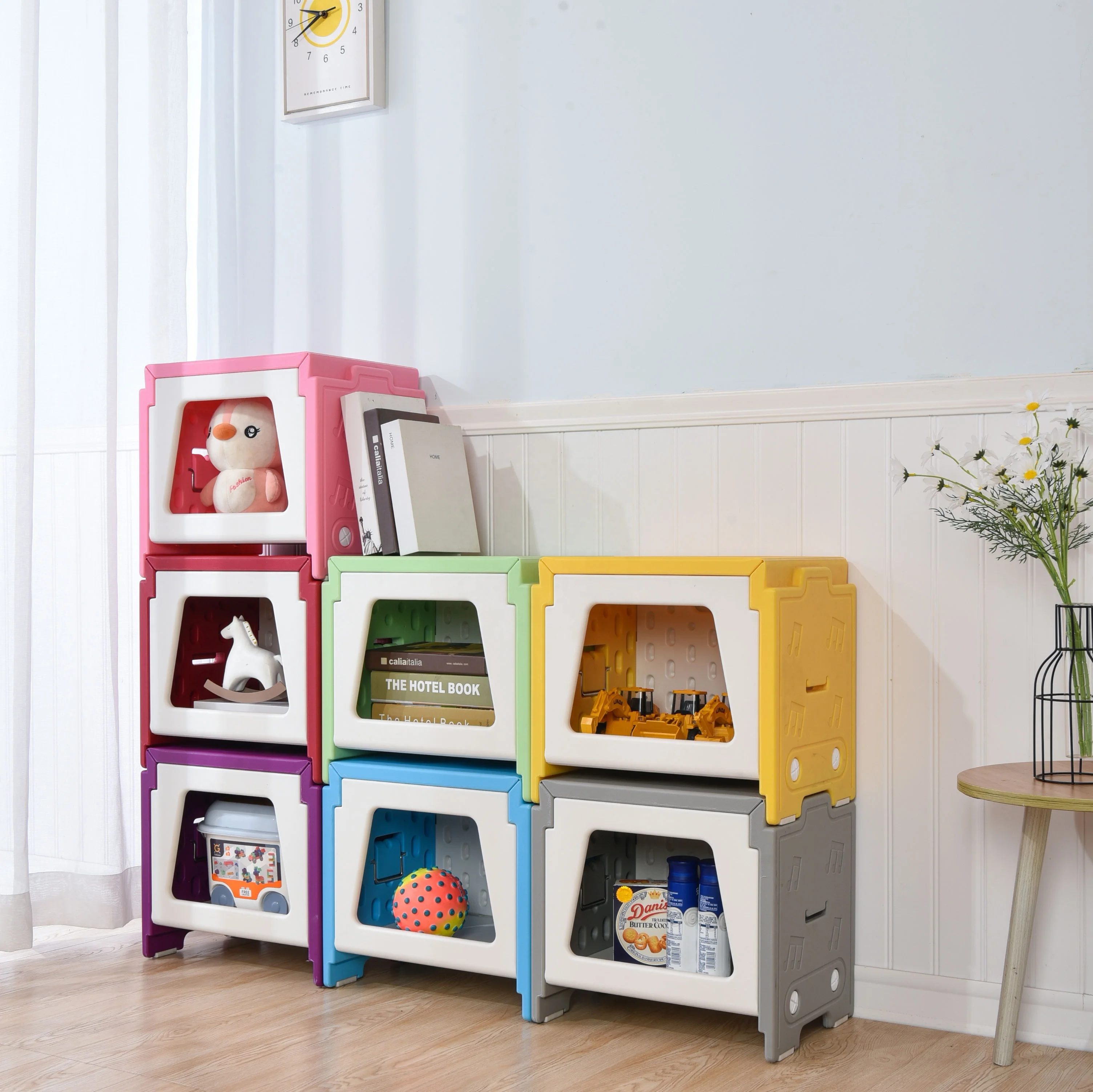 plastic kindergarten classroom furniture kids living room storage box organizer ottoman stool for child