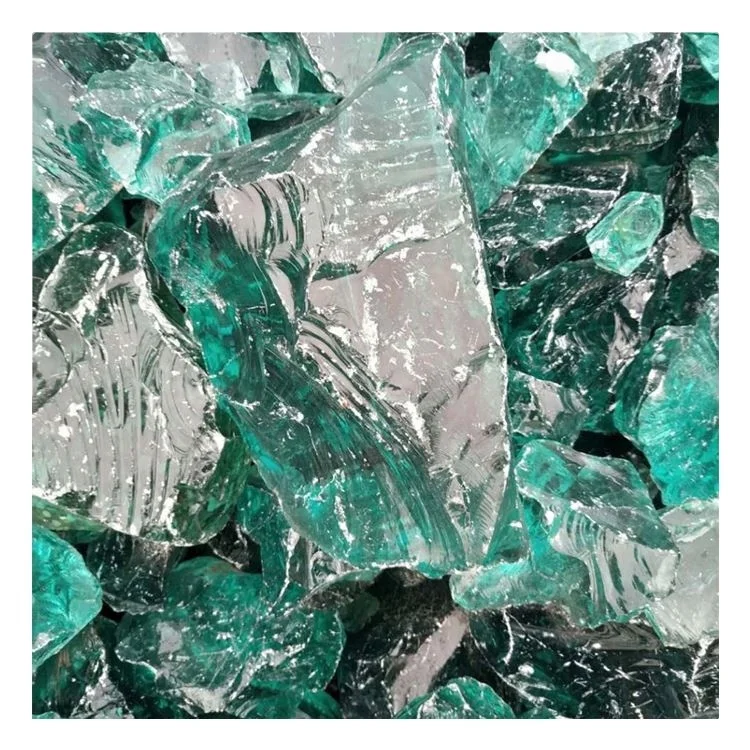 Wholesale Slag Decorative Colorful green Glass Rock For Landscaping