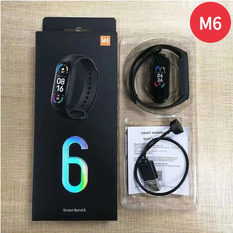 2021 New M6 Smart Watch Fitness Tracker Heart Rate Blood Pressure Monitor Color Screen Bracelet Ip67 Waterproof M6 Smart Band
