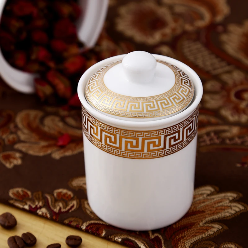 
Set of 7 flower decal porcelain canister jars food ceramic canister set 