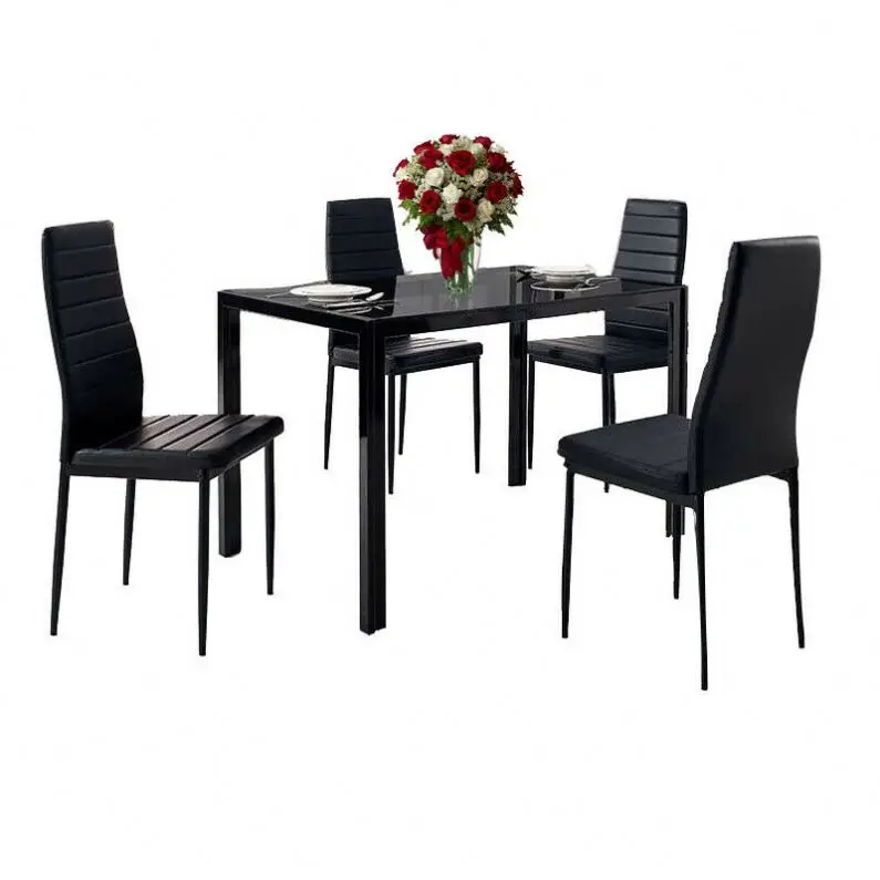 chinese  bamboo dining room  with 4 chairs luxury cheap home furniture designs modern metal  glass dining table set