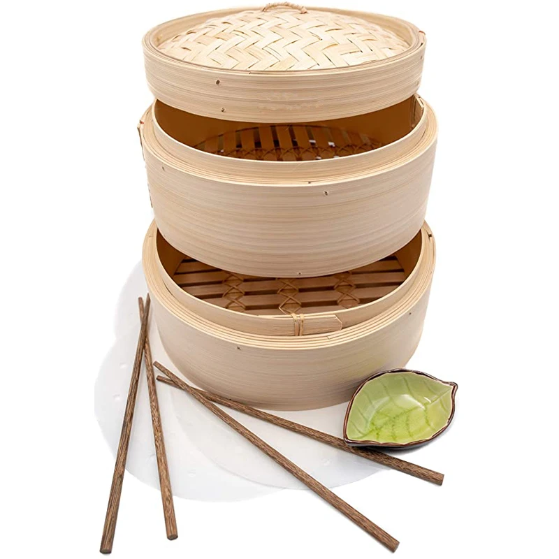 
Wholesale custom logo different size Handmade Bamboo food Steamer use for Dim Sum Dumpling and delicious Food  (1600119090988)