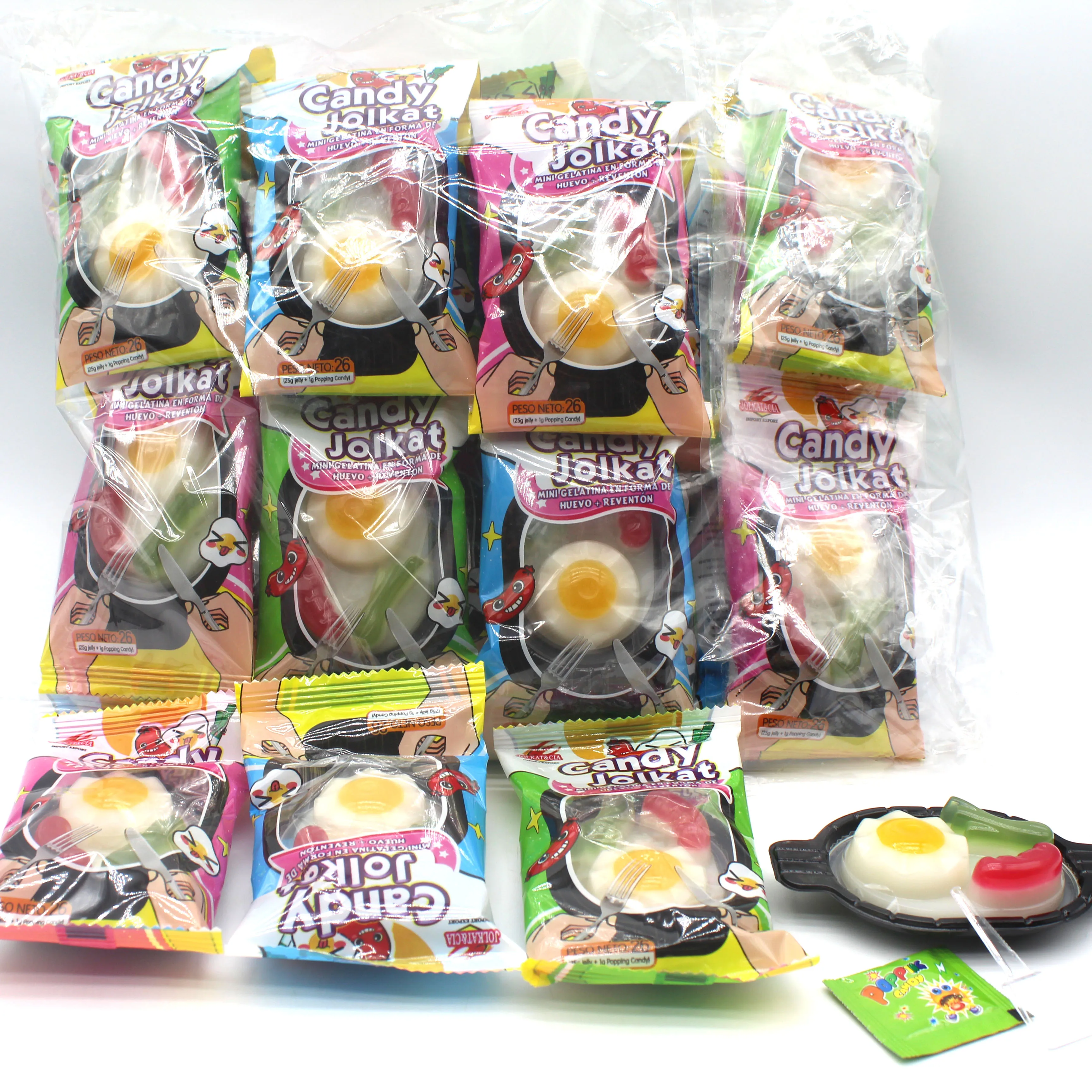 hot sale Jelly Pops Candy Fried Egg Shape Candy Jelly Pudding With Popping Candy