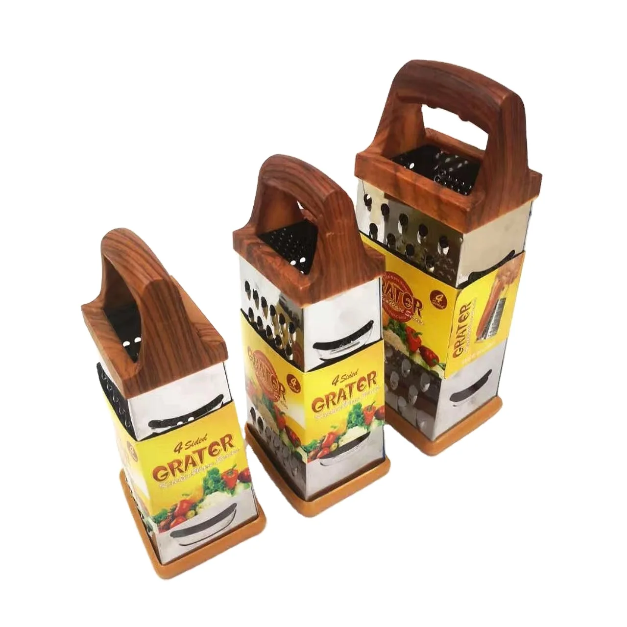 wood grain handle multi-functional vegetable cutter vegetables potato wire fourside scraper Stainless steel grater cutting
