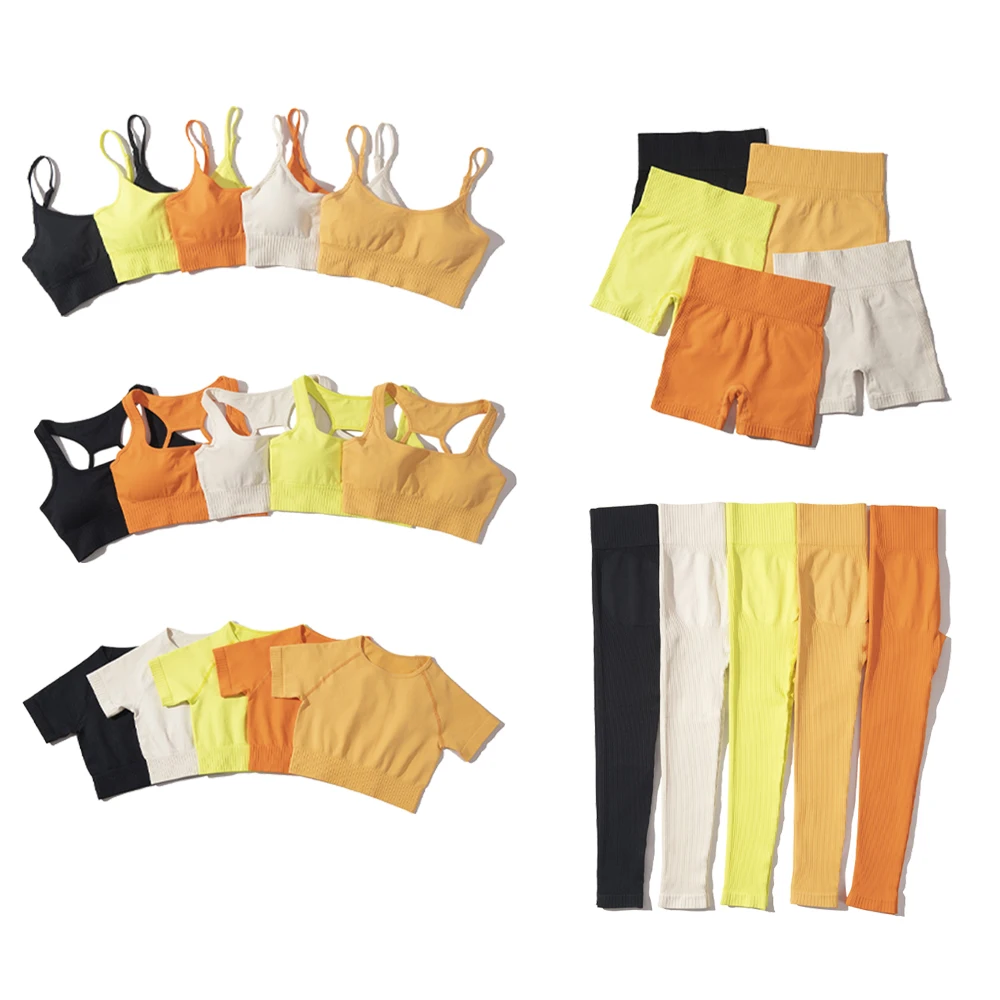 Популярная одежда для фитнеса Женский бесшовный комплект леггинсов йоги спортивная шорты тренажерного зала