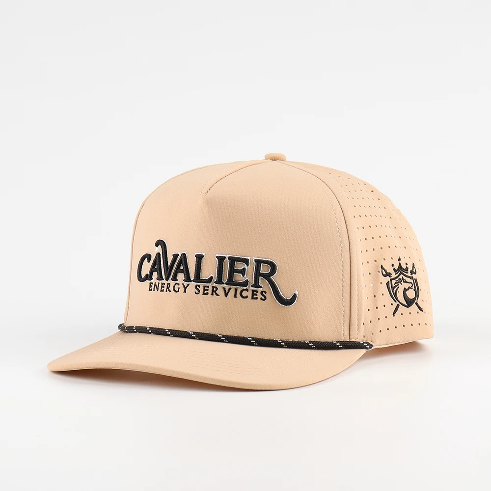 Wholesale Fashion 5 Panel Perfoarated Golf Hat With 3D Embroidery Logo Waterproof Breathable Baseball Gorras Cut Laser Golf Cap