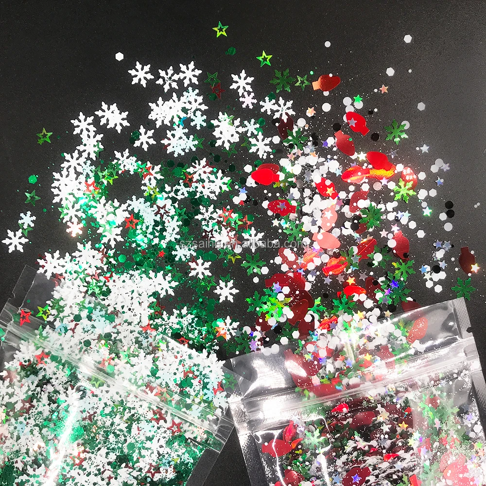 Glitter snowflake crafts wholesale bulk chunky snowflake glitter for Christmas Decoration