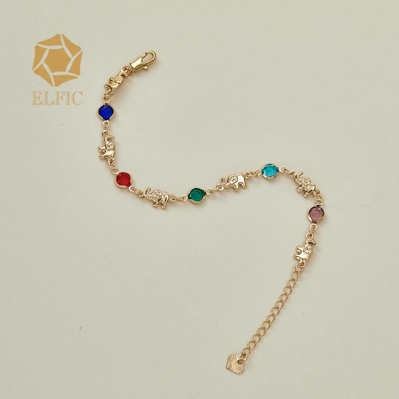 Elfic gold bracelete Virgin Mary and elephant Zircon jewelry Bracelet woman