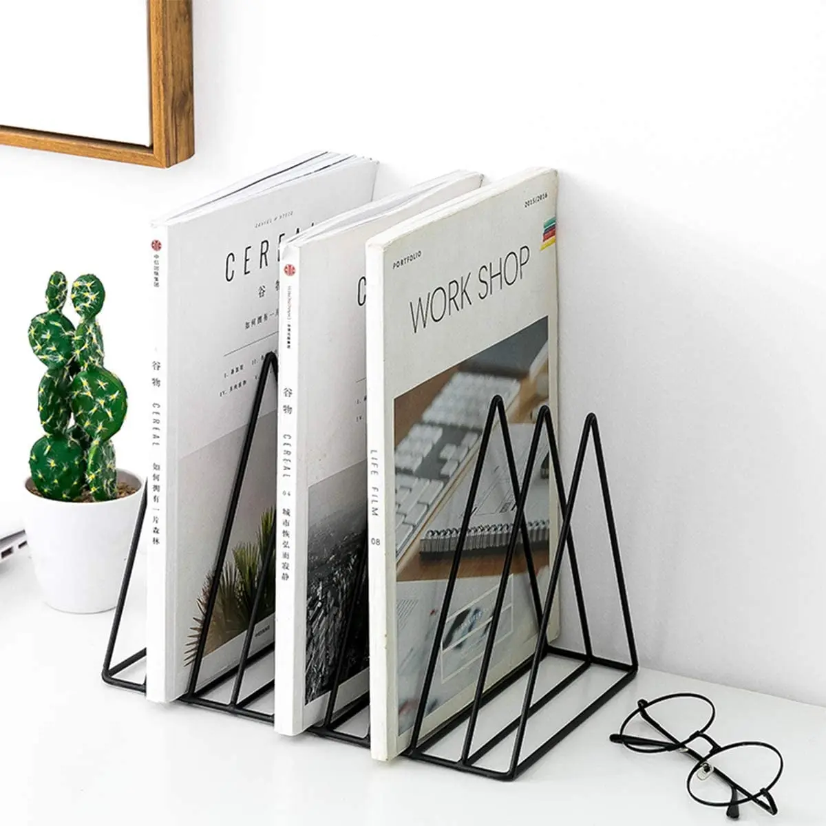 Triangle File Holder, Modern Desk Organizer, 2 Pcs Magazine File Holder