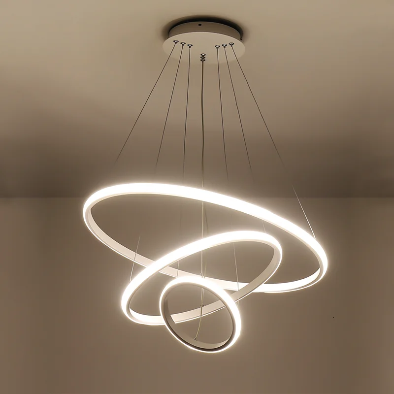 Five rings droplight 20+40+60+80+100CM round aluminium LED modern pendant lighting