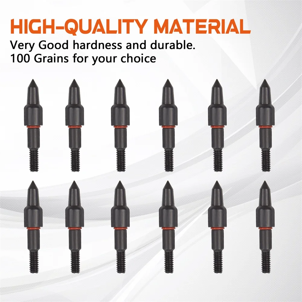 Elong Custom 100 Grain Archery Field Points for Recurve Compound Bow Practice Archery Target Hunting Screw-in Arrow Tips