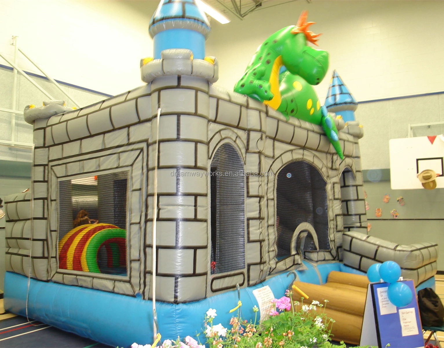commercial PVC inflatable bouncers for kids, outdoor inflatable dragon bouncy castle for sale