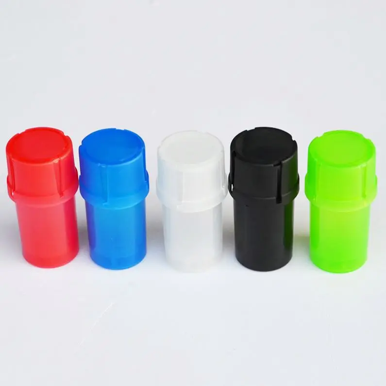 K1149 Mixed Color 2 in 1 Multi-function Tobacco Plastic Herb Grinder Tobacco Storage Spice Crusher Hand Muller Grinders