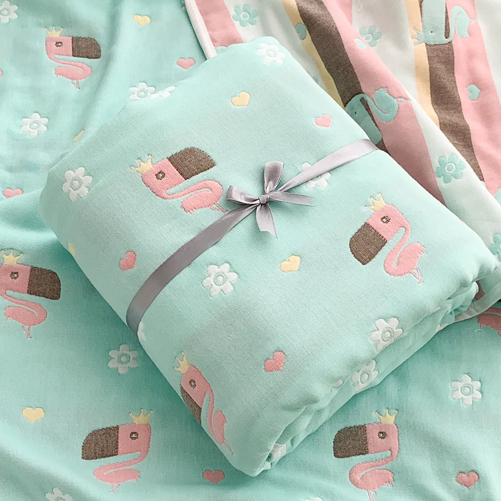  Горячая Распродажа супер мягкая пряжа окрашенная жаккардовая Чистый хлопок 6 слоев детское муслиновое одеяло пеленка для младенцев