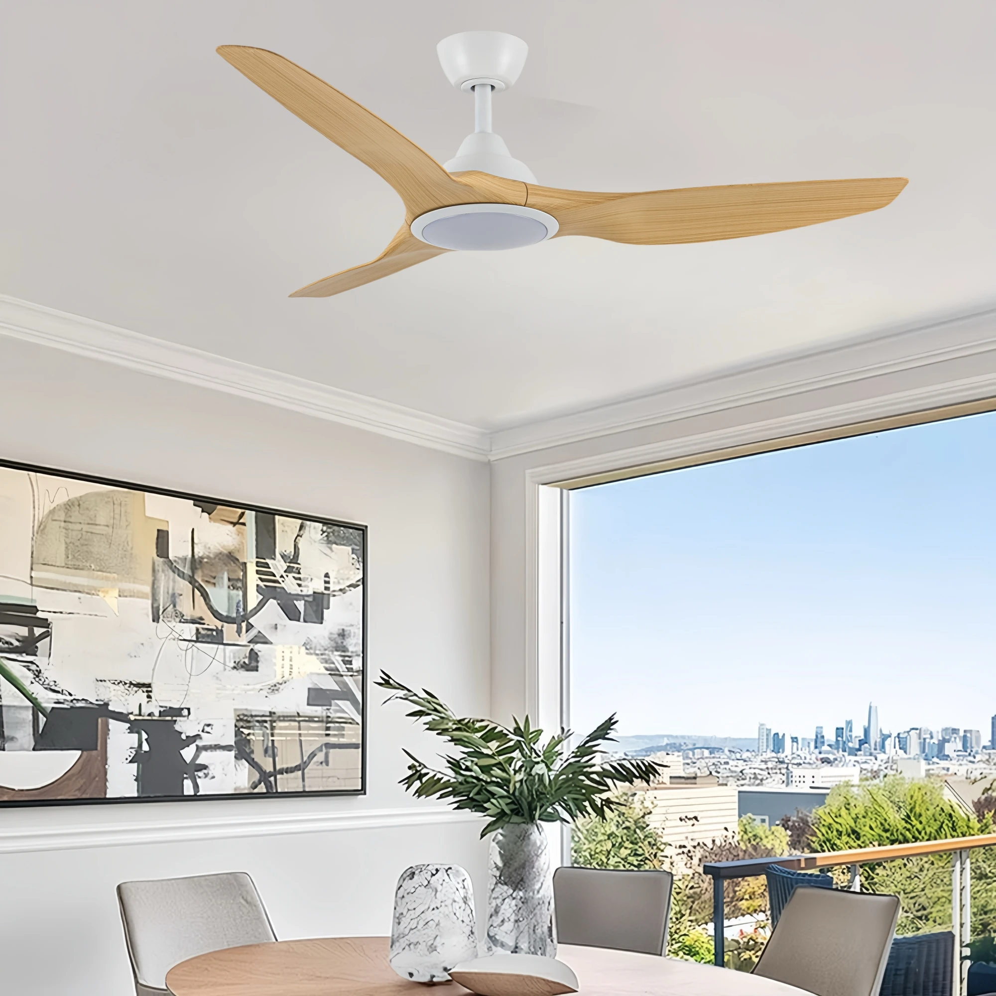 JK modern ceiling indoor fan decorative smart remote control luxury led ceiling fans with light