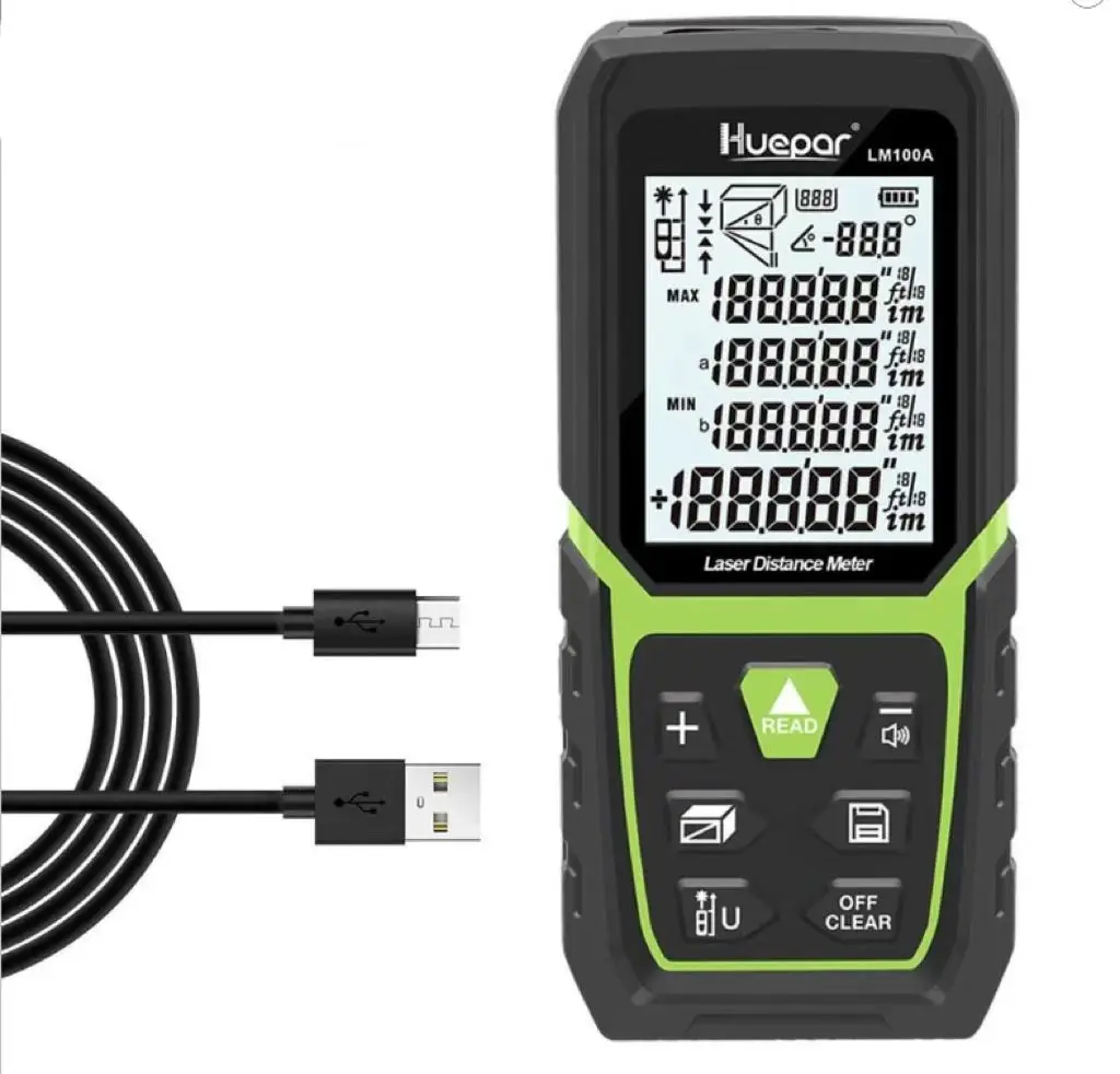 HUEPAR LM50A LM100A LM120A с перезаряжаемой литий-ионной батареей, электрический датчик угла, лазерный дальномер с несколькими режимами измерения