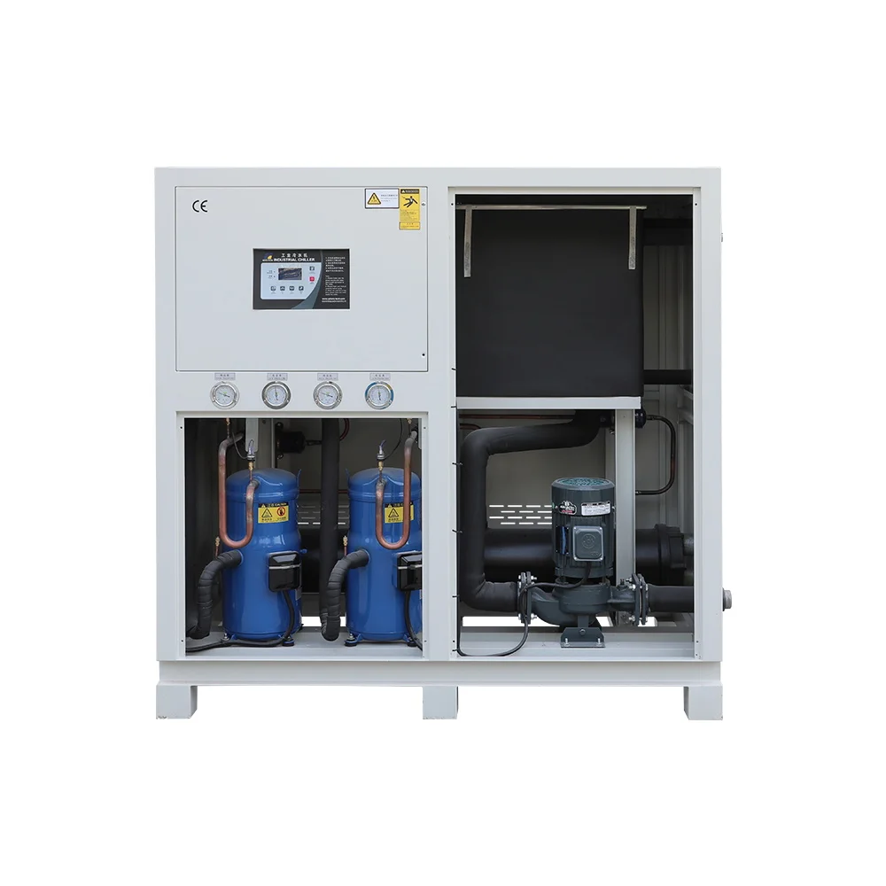 50KW 15hp Industrial Water Cooled Scroll Water Chiller for Plastic Industry Shell and Tube Tank with Copper Coil Hermetic Scroll