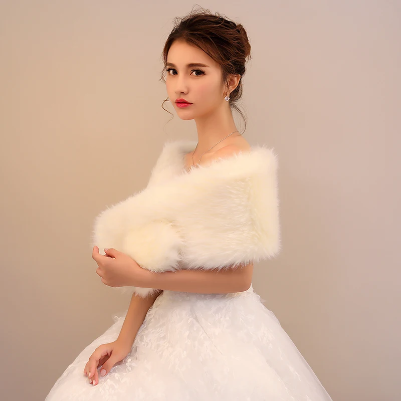 
Wholesale Winter Hot Sale Wedding Accessories New Fluffy Champagne Scarf Shawl Bridal Cotton Wrap 