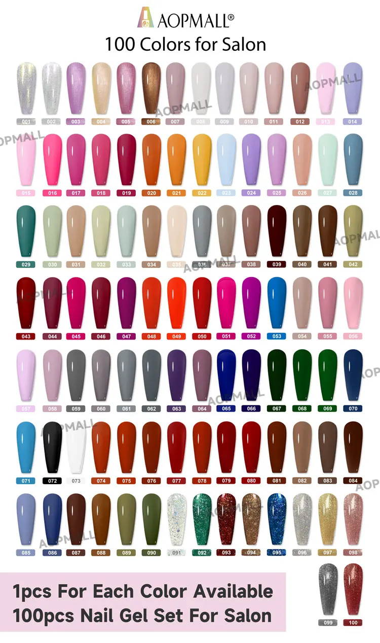 AOPMALL Professional MOQ 1set All Seasons Collection 100colors Gel Nail Polish Set Soak Off UV Gel for Nail Salon