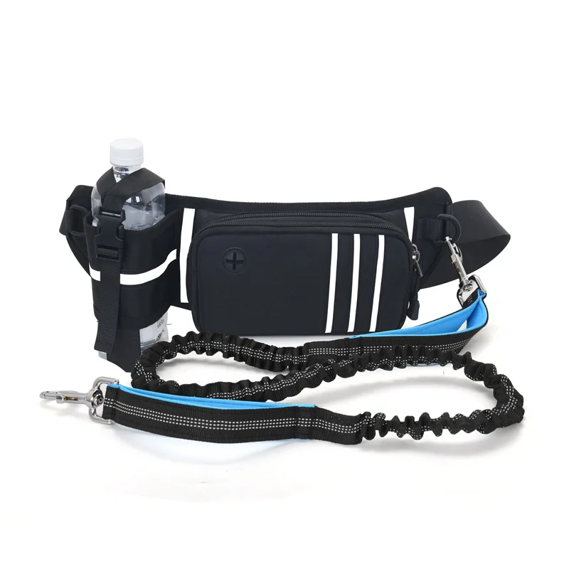 Hands Free Dog Leash with Pouch Adjustable Waist Dog Leash with Shock Absorbing Bungee Leash  Padded Handles Reflective