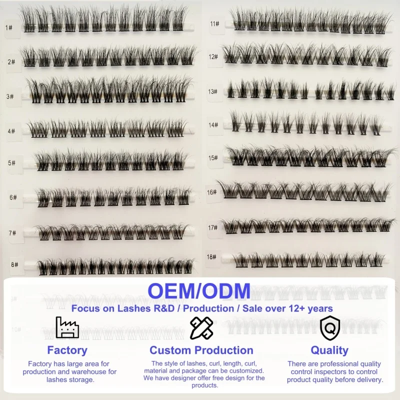 Private Label Russian Volume Reusable Waterproof Lash Faux Mink Thin Band Diy Segmented Custom Cluster Lashes