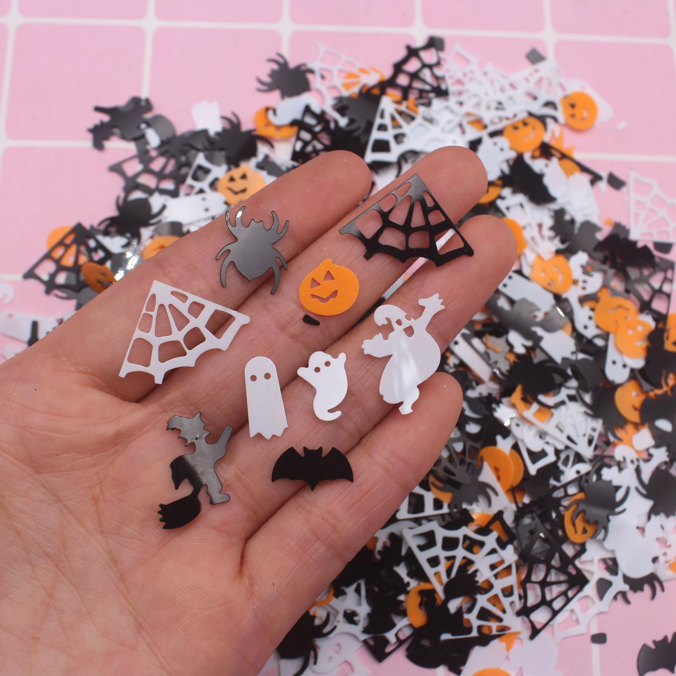 500g Hot Selling Halloween Series Ghost Pumpkin Spider Web Sequins Confetti for Party Decoration Slime Filling
