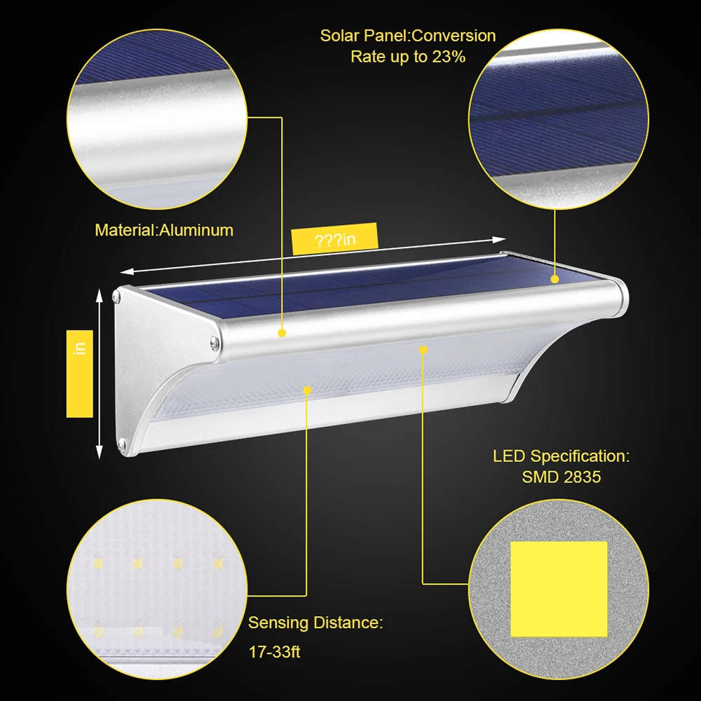 Outdoor Waterproof 4 Lighting Mode Solar Led Lamp Motion Sensor Garden Garage Porch Front Door LED Solar Wall Light