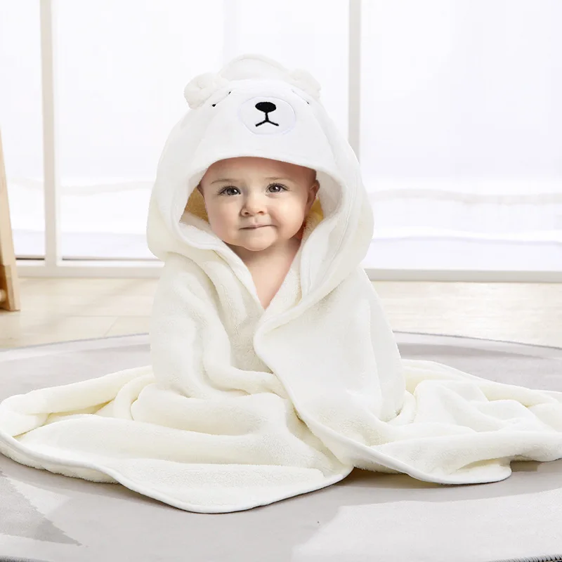 Baby bag with spring and fall baby cartoon blanket baby absorbent coral velvet hooded bathrobe luxury