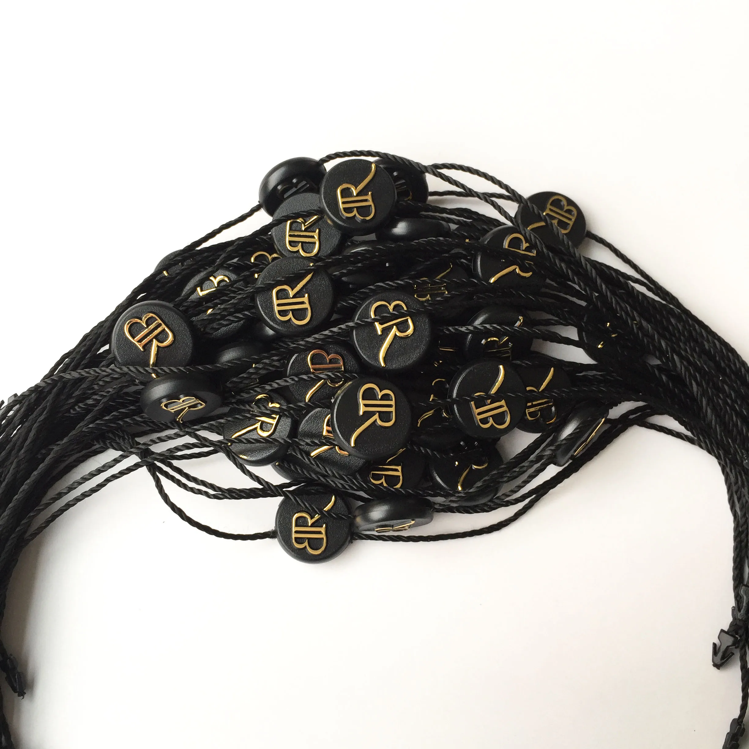 Custom Hang Tags With Strings Garment Hang Seal String Embossed Brand Logos Plastic Hang Tag String