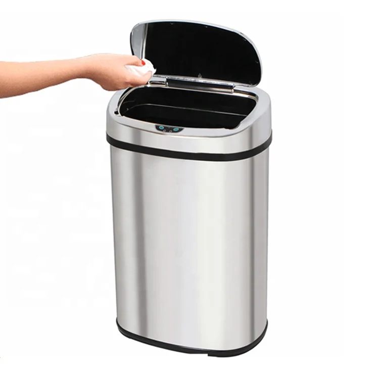 50 Liter Stainless Steel Electric Automatic Open Smart Infrared Sensor Large Dust Bin