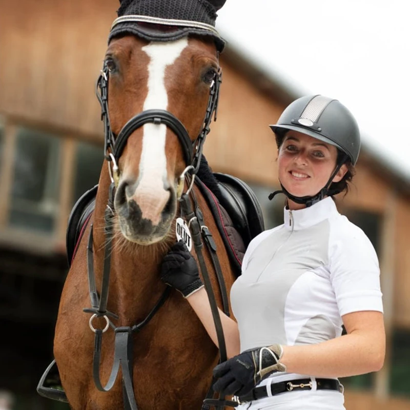 OEM Professional Custom Summer New Design White Short Sleeve Equestrian Horse Riding Shirts For Women