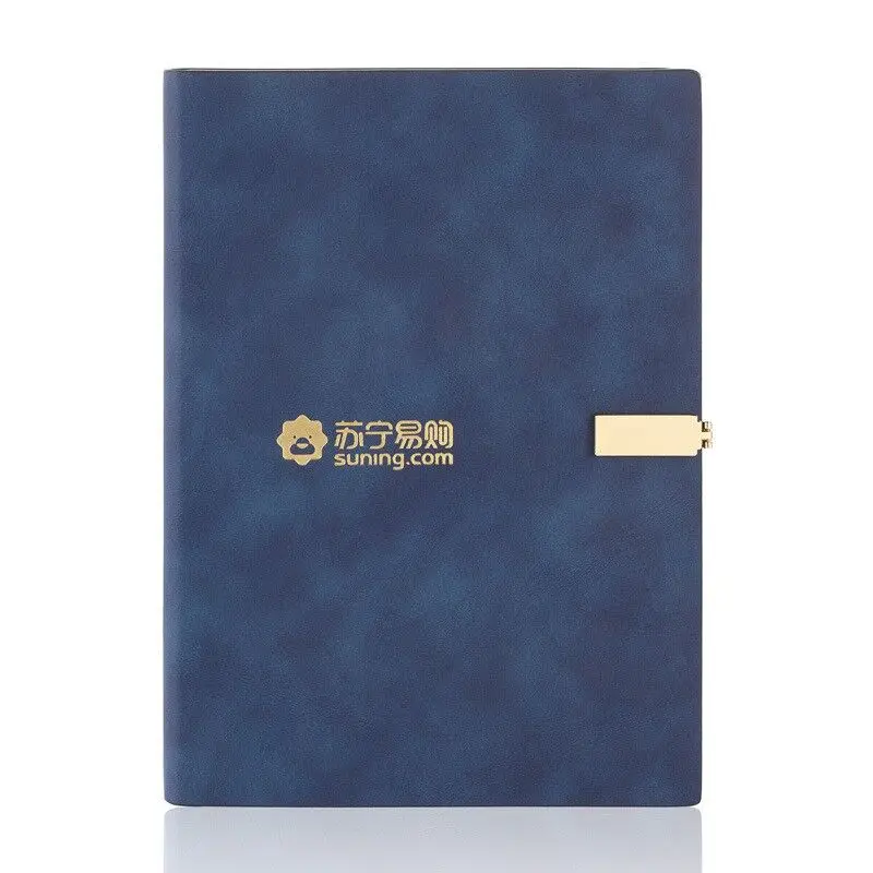 2023 Luxury Business Custom Logo Printed Debossed Soft Black PU Planner Leather Notebook Stationary